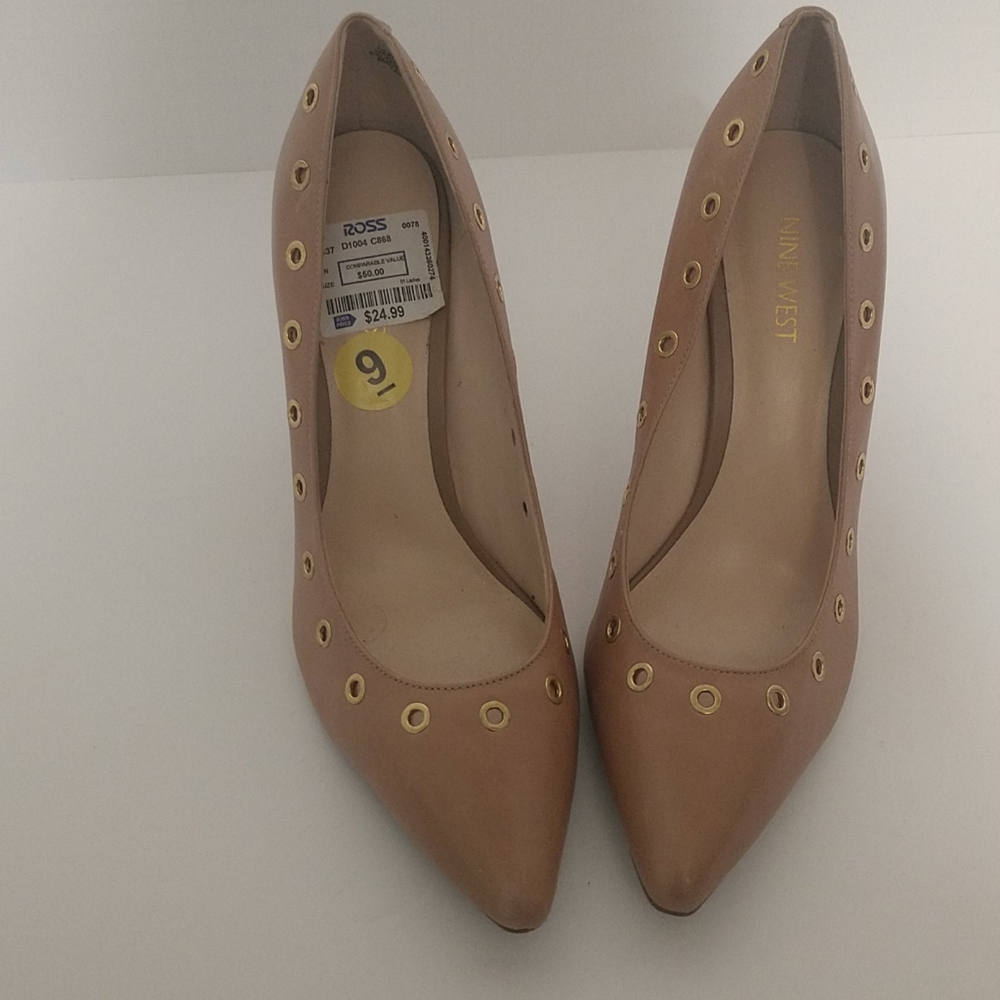 New Tan Nine West Leather Heels sz 9